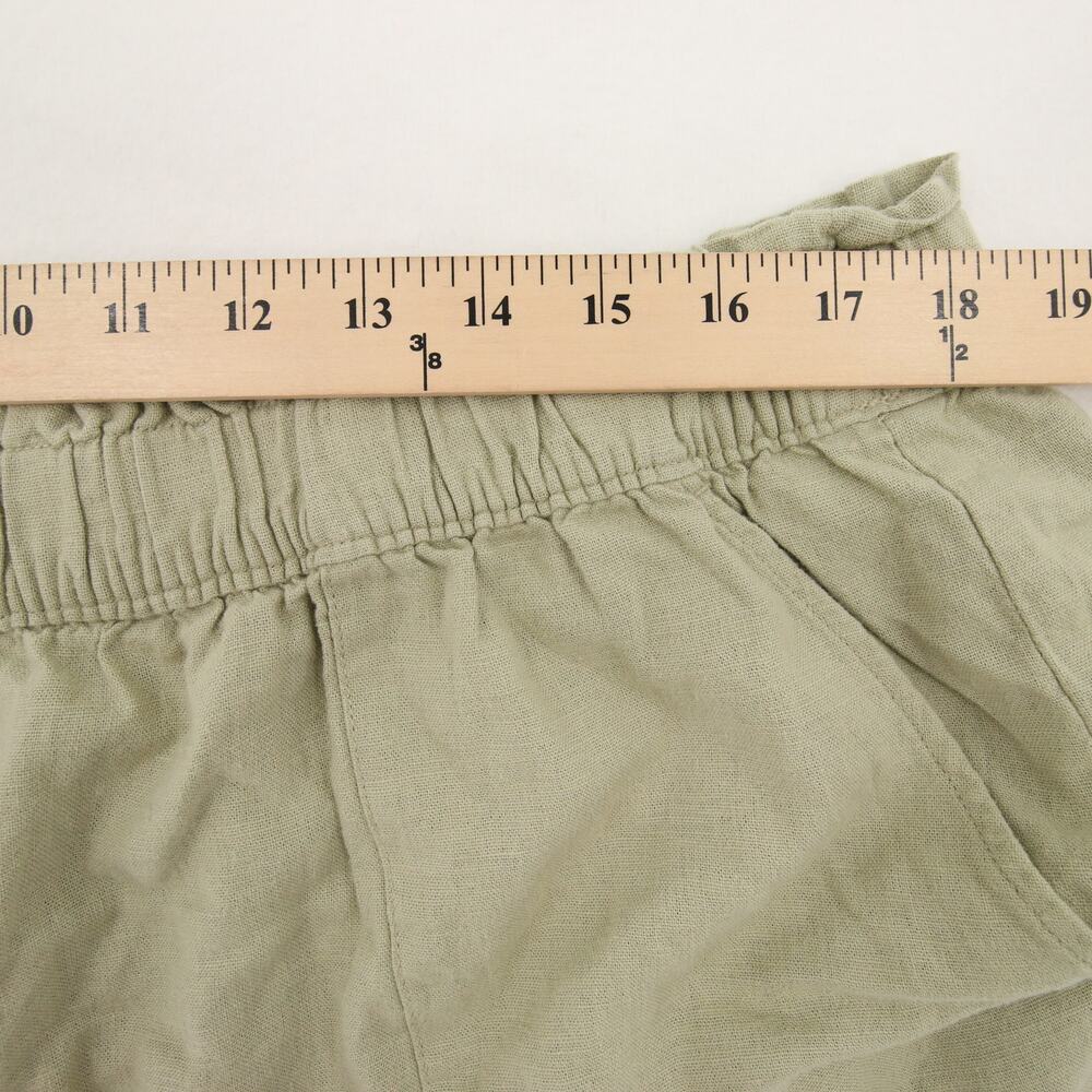 Abercrombie & Fitch Shorts Khaki Green Linen Blend Elastic Waist Pockets Size XL - Picture 3 of 9